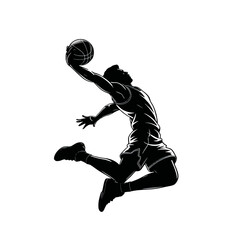 Athlete performs a slam dunk in mid-air during a basketball game at a local gym in the evening