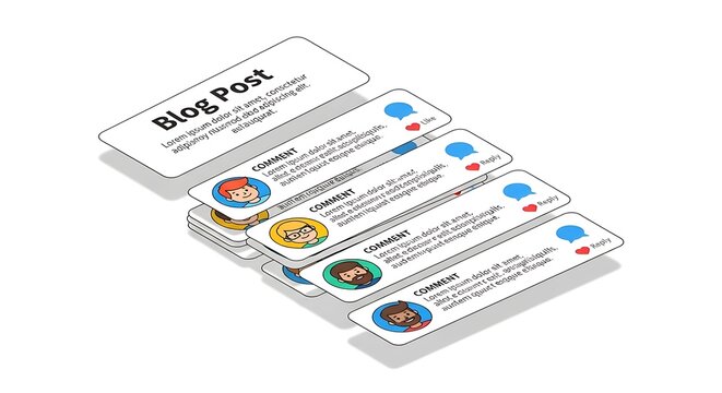 Isometric Comment Section Vector Illustration
