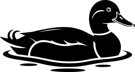 duck swimming silhouette vector illustration