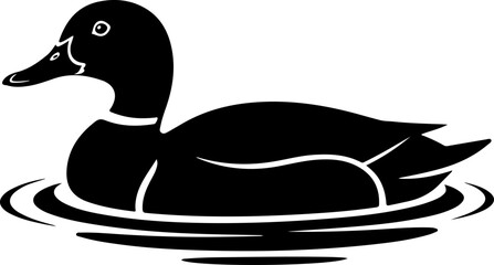 duck swimming silhouette vector illustration