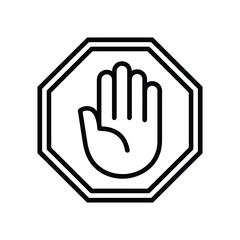 Obraz premium Octagonal stop sign with open hand icon