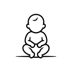 Simple line drawing of a baby sitting