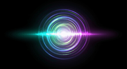 Abstract Audio Waveform Visual with Concentric Circles and Vibrant Colors