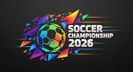 Abstract Soccer Championship 2026 Design with Bold Typography and Football Icon – Modern Sports Graphic