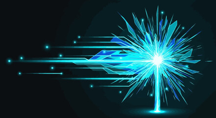 Futuristic digital technology with glowing light effect and data stream design