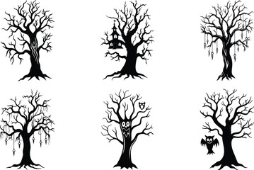 Obraz premium Clipart Tree Halloween - Halloween Tree Silhouette,