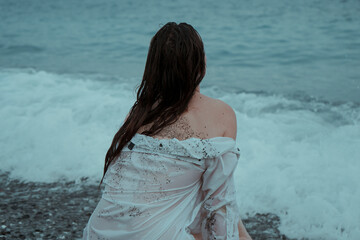 Woman The Sea Very Emotional
