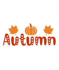 Autumn fall typography clip art design on plain white transparent isolated background for card, shirt, hoodie, sweatshirt, apparel, tag, mug, icon, poster or badge