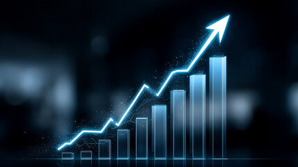 Startup business trend growth concept, improve development chart of company. Graph upward arrow grow up. Plan best sale performance return on investment stock, opportunity success challenge strategy