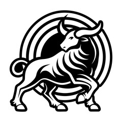 A glyph style icon showing bull logo