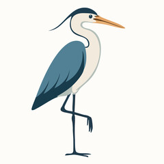 Obraz premium A detailed illustration of a majestic grey heron standing on one leg, a graceful avian creature with a long beak and elegant plumage