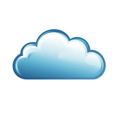 A smooth. glossy blue cloud icon with a subtle gradient. set against a white background. symbolizing digital storage or weather applications. ideal for web design and graphic projects