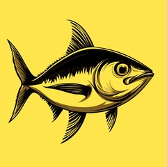 illustration of a fish swimming in clear water, showcasing details of its fins and scales