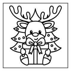 christmas gift icon Christmas Coloring Page Line Art