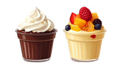 Sweet Pudding Cup Duo isolated on transparent background