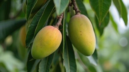 mango tree with juicy ripe mango