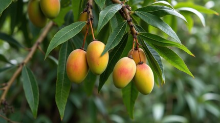 mango tree with juicy ripe mango