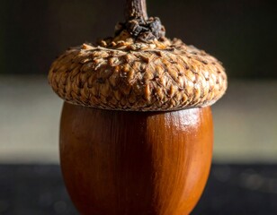 Close-up of a light brown acorn cap