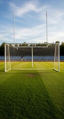 Empty Soccer Goal on a Field.