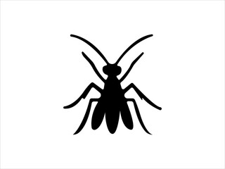 Simple black silhouette of an ant on white background