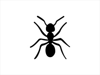 Black ant silhouette on white background for design and illustration