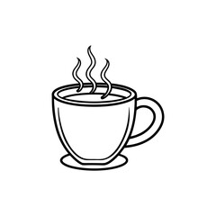 Outline illustration of a cup of hot coffee
