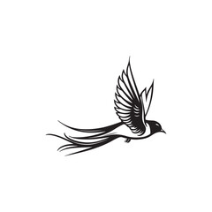 Flying Bird Silhouette Vector Illustration Isolated on White Background