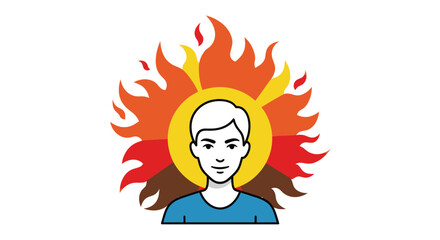 Illustration of a person with a fiery aura of passion.