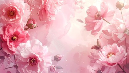 Delicate pink peonies in soft light