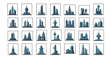 Collection of Modern Futuristic City Skylines.