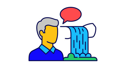 Colorful icon of a person explaining a continuous data stream.