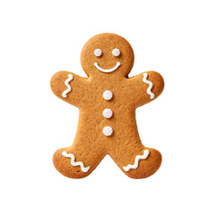 Classic Gingerbread Man Cookie Isolated on White Background for Christmas Holiday