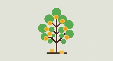 Colorful tree with fruits on a light background representing nature and growth