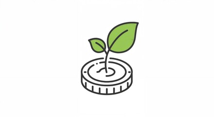 Green plant growing from a coin symbolizing financial growth and sustainability