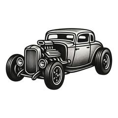 PNG Vintage hot rod car illustration.