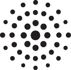 Gradient neon concentric dots silhouette vector with modern abstract glowing geometric design.