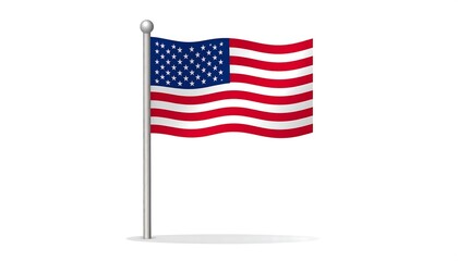 A digital image depicts the waving flag of a nation known for its red, white, and blue colors. The flag waves