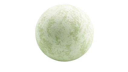 A textured. pale green spherical object displayed against a clean. white background. emphasizing its surface details and smooth form. ideal for use in digital design or 3D modeling projects