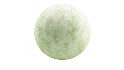 A textured. pale green spherical object displayed against a clean. white background. emphasizing its surface details and smooth form. ideal for use in digital design or 3D modeling projects