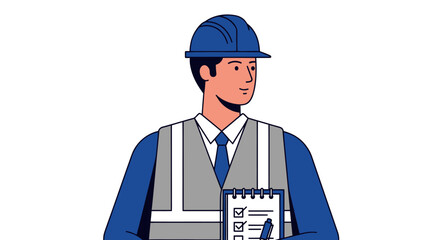 Professional male engineer in hard hat and safety vest.