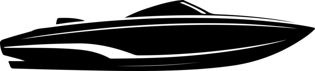 ski boat silhouette silhouette vector illustration