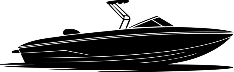 ski boat silhouette silhouette vector illustration