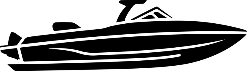 ski boat silhouette silhouette vector illustration