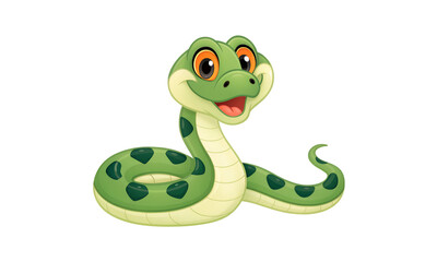 A cute green cartoon snake 