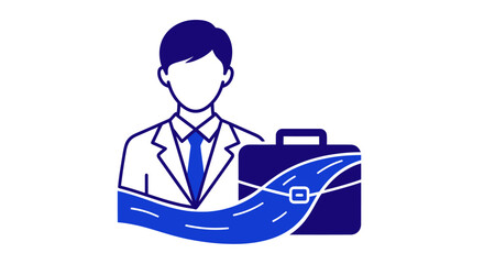 Modern business professional icon with a briefcase and career path.