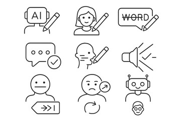 Avatar ai filter icon pen tag facial emoji overlay bubble icons vector