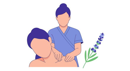 Professional therapist giving a relaxing shoulder and neck massage.