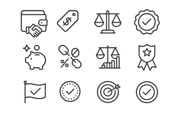 Focused integrity financial icon badge reputation balanced tracker ethics stamp flag vector