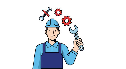 Skilled industrial worker in a hard hat holding a wrench.