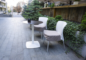 table and chairs in the garden